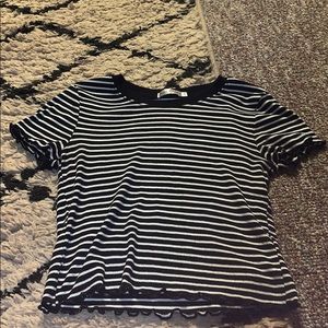 Black and white striped cropped top
